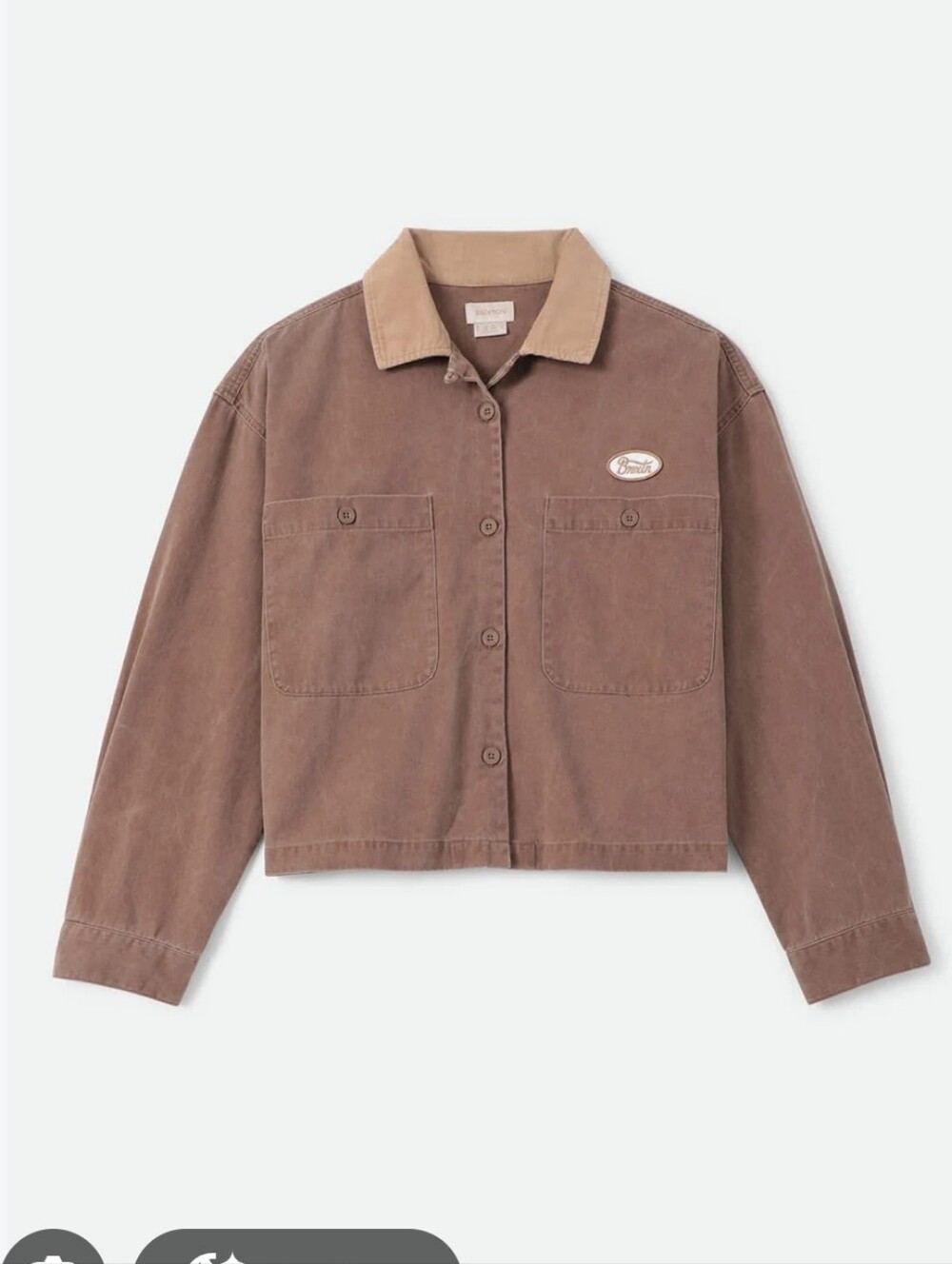 Brixton Women's Utopia Overshirt in Pinecone Brown/Sand Cotton Size XL